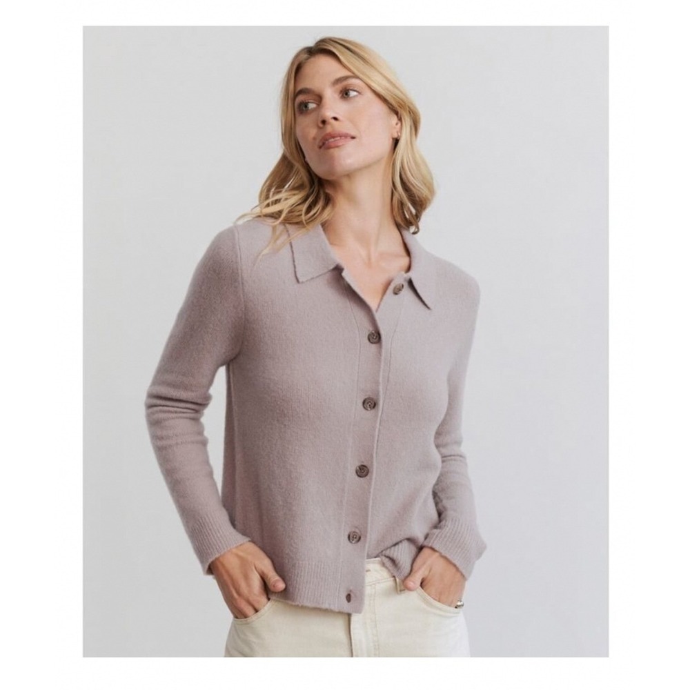 JENNI KAYNE Murphy Cardigan Small Taupe NEW Cashmere Blend Quiet Luxury Designer